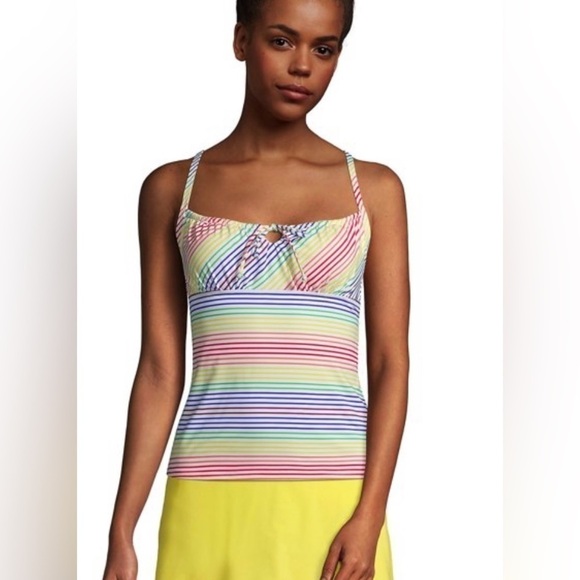 LANDS' End Women's Tie Front Underwire Tankini Top Adjustable Straps-NWT - Picture 1 of 6